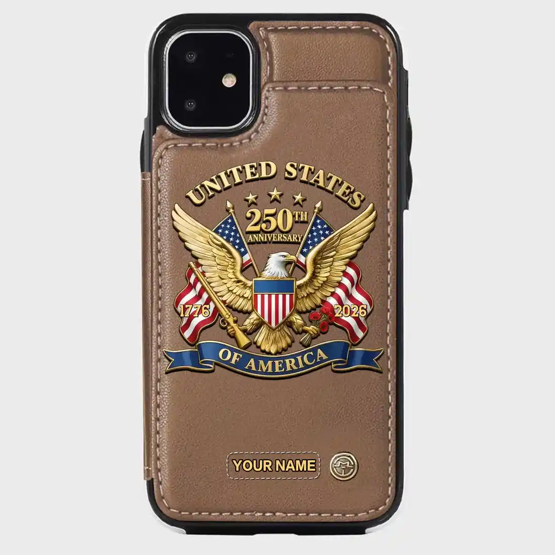 United States 250th Anniversary Custom Wallet Phone Case Personalized Leather Cover